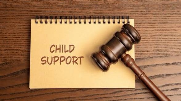 Child support paperwork and court gavel